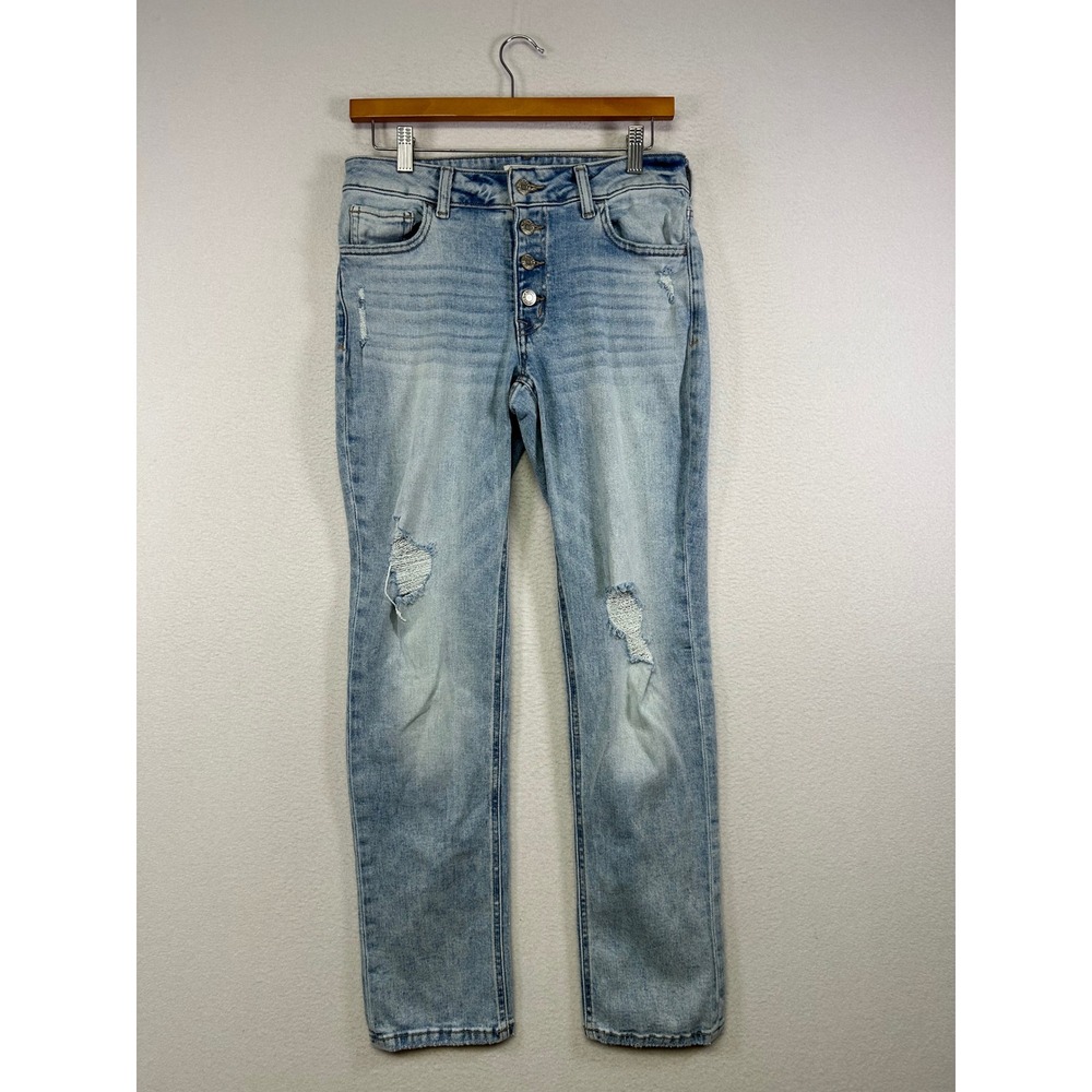Boho Distressed m jeans by maurices Women 8 Light Wash Slim Straight Ankle Jeans